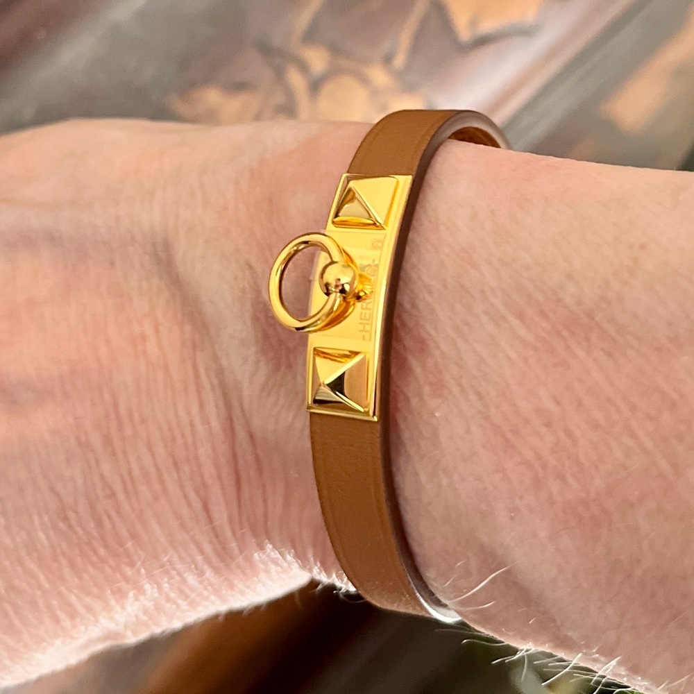 Hermès Leather Rivale Bracelet with Gold Details BRAND NEW from Hermès Boutique